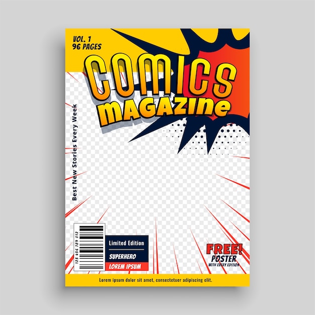 Comic magazine book cover template design