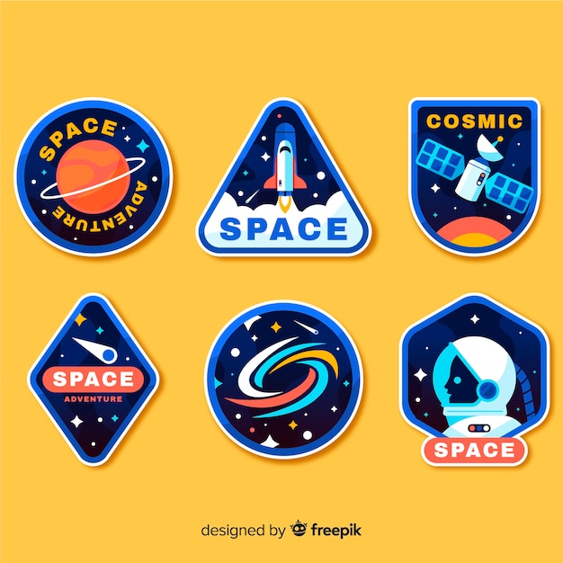 Comic space sticker collection concept