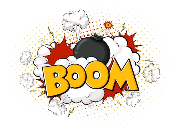 Comic speech bubble with boom text