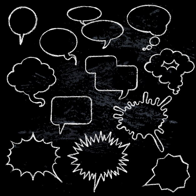 Comic speech bubbles icons collection various shapes on black background 