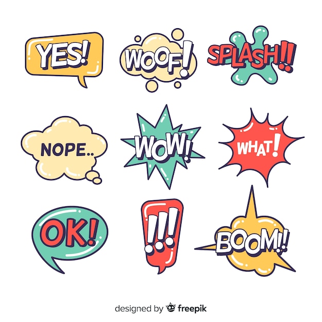 Free Vector comic speech bubbles set