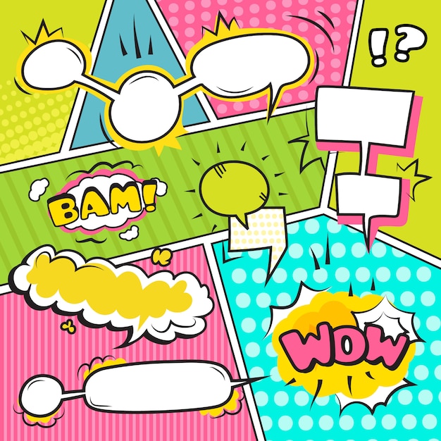 Free Vector  comic speech and sound emotional bubble banners set flat vector illustration 