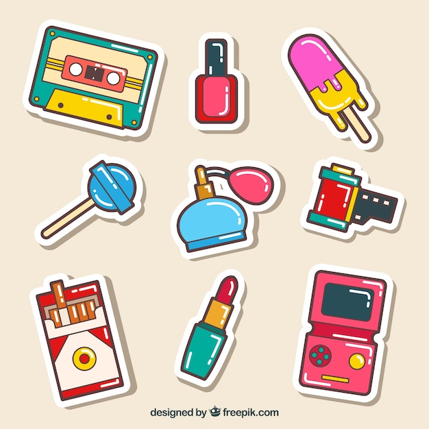 Free Vector comic stickers with fun style