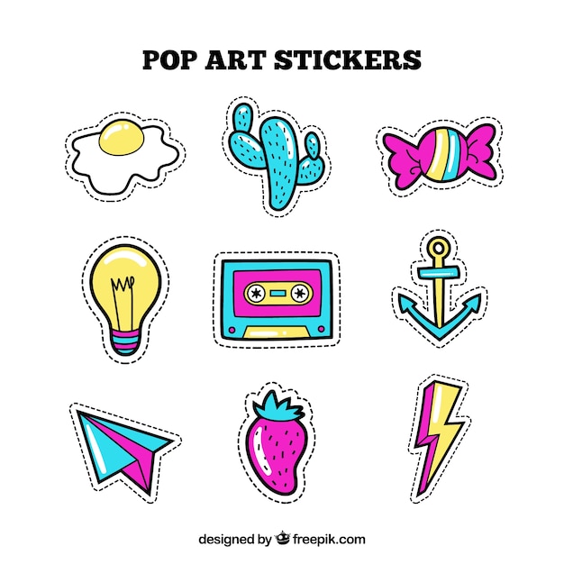 Free Vector comic variety of colorful stickers