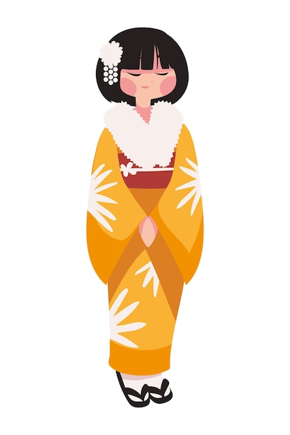 Free Vector coming of age day japanese character illustration