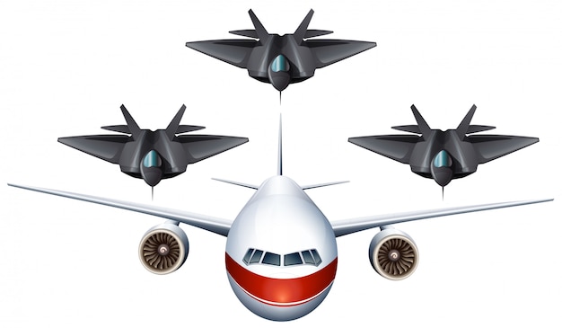 Free Vector commercial airplane and military planes