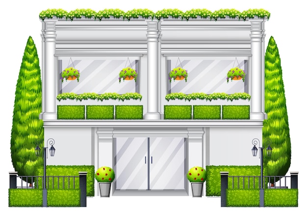 Free Vector a commercial building with plants