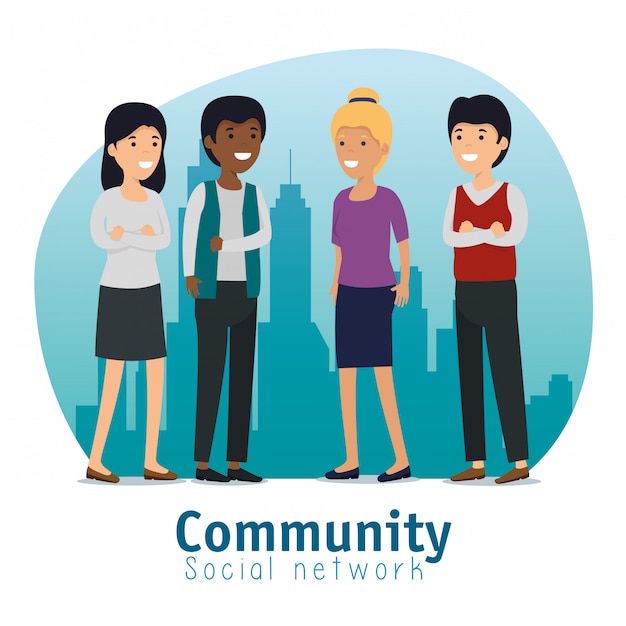 Free Vector community people social message service