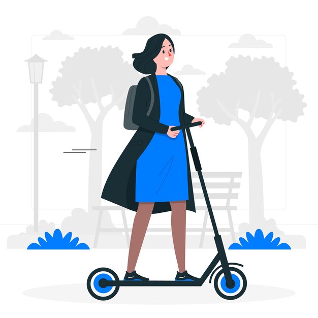 Free Vector commuting by scooter concept illustration