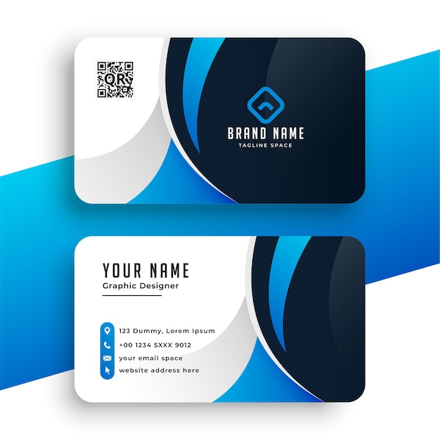 Company business card in blue color