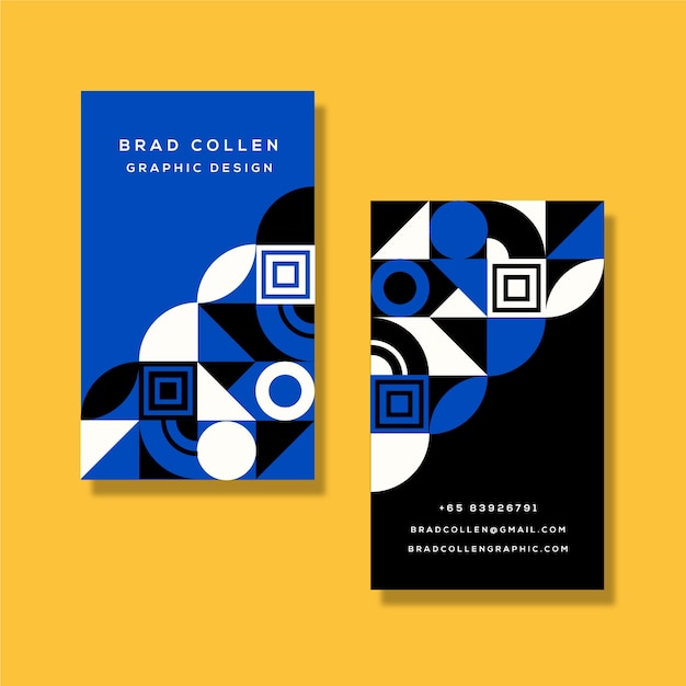 Free Vector company card template with classic blue geometrical shapes