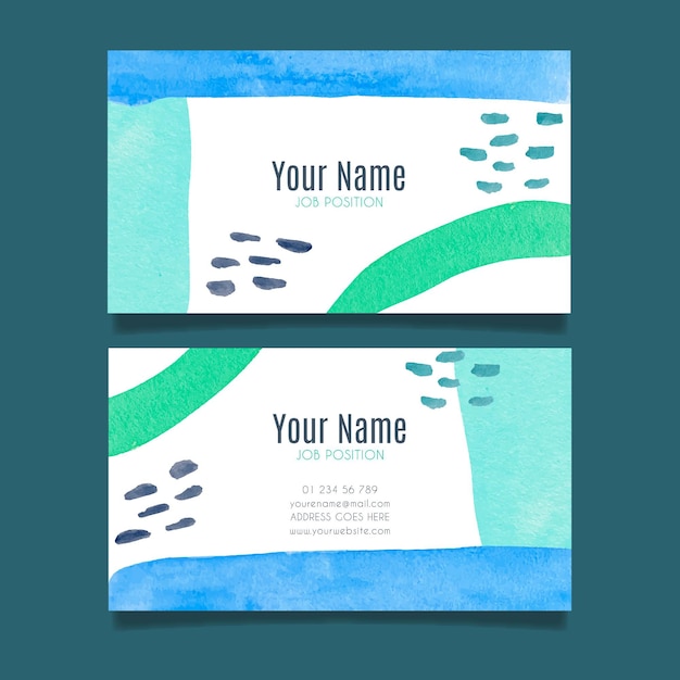 Free vector company card template with hand painted elements