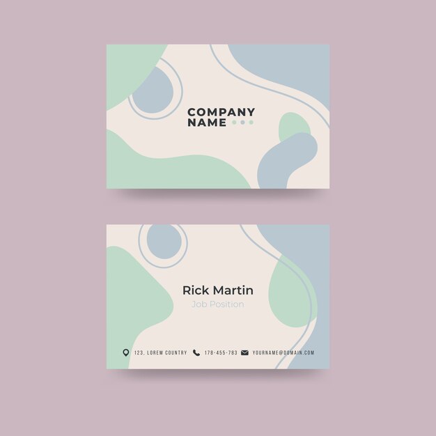 Company card with abstract shapes and pastel-colored shapes