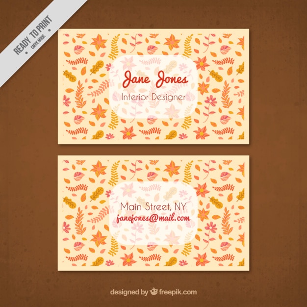 Free vector company card with floral details