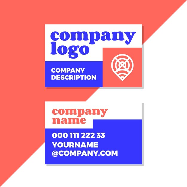 Company logo in neon colored business cards