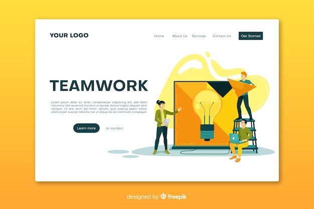 Company teamwork landing page design