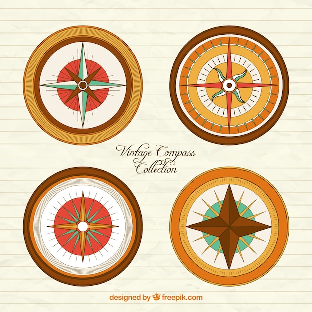 Free Vector compass collection in vintage style