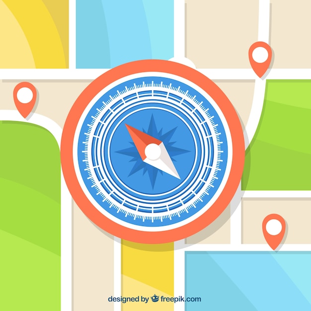 Free Vector compass on map background