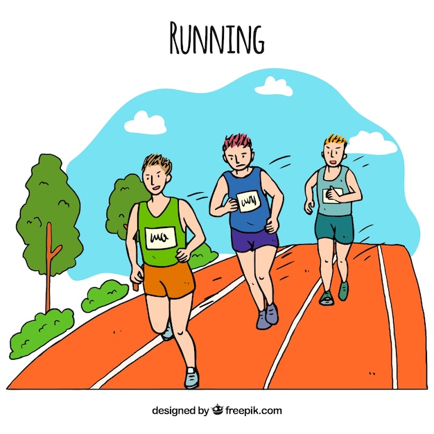 Competition background and hand drawn runners