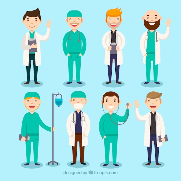 Free Vector complete collection with variety of doctors