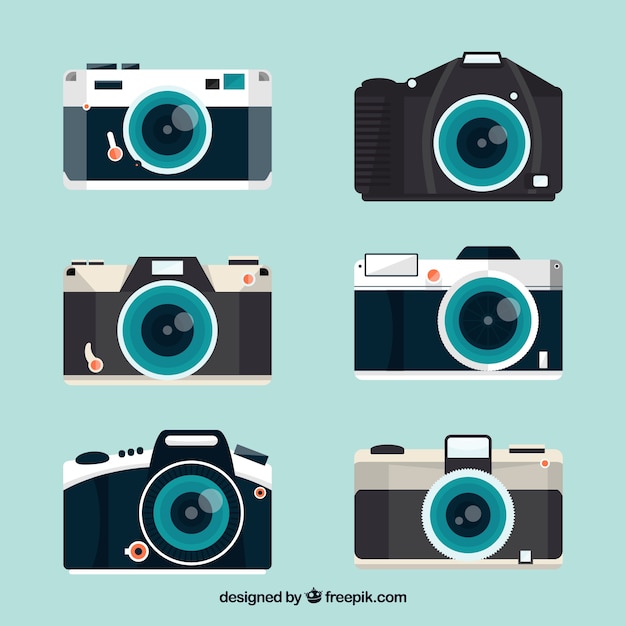 Complete flat design camera collection