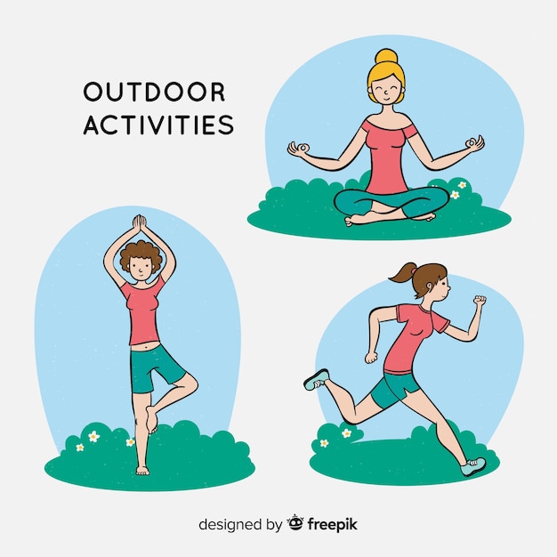 Free Vector composition of people doing outdoors activities