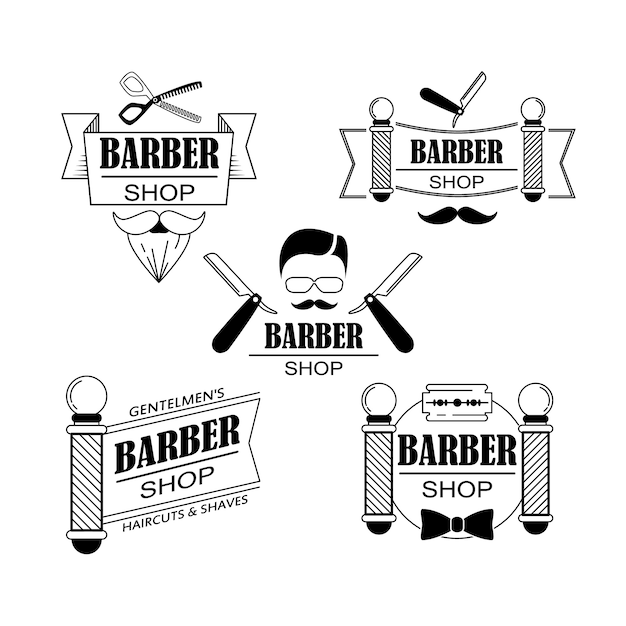 Free vector composition of the set of icons for the barber shop.