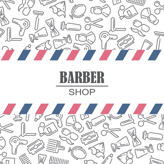 Free Vector composition of the set of icons for the barber shop. 