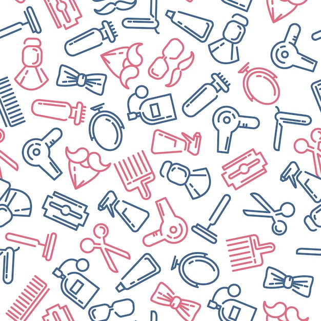 Free Vector composition of the set of icons for the barber shop.