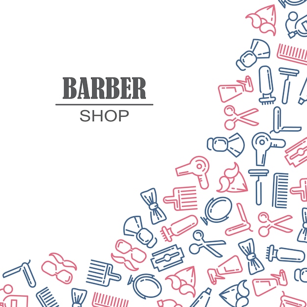 Free Vector composition of the set of icons for the barber shop. 