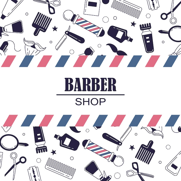 Composition of the set of icons for the Barber shop. 