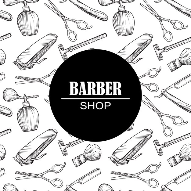 Composition of the set of icons for the Barber shop. 