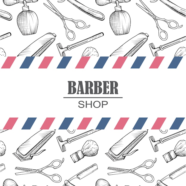 Composition of the set of icons for the Barber shop.