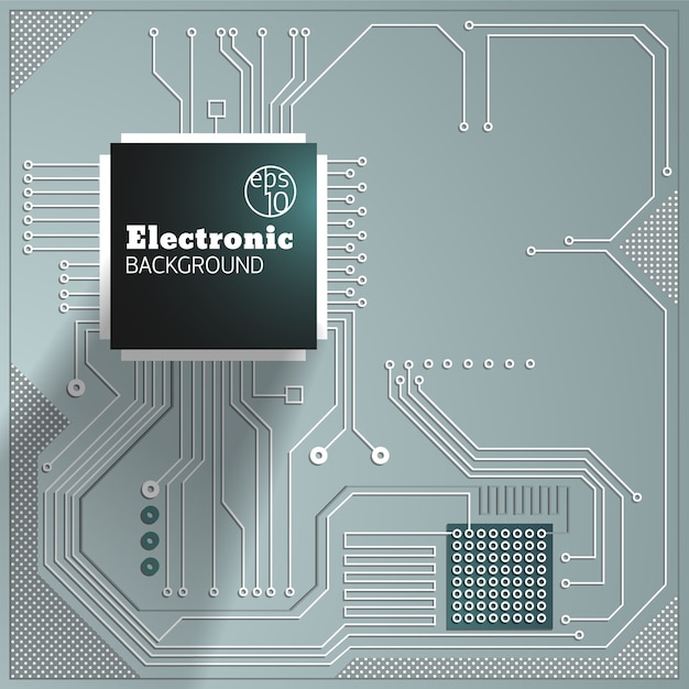 Free vector computer circuit on grey background  illustration