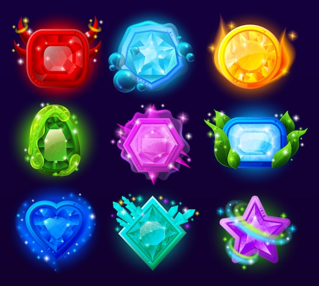 Free Vector computer game magic gems set