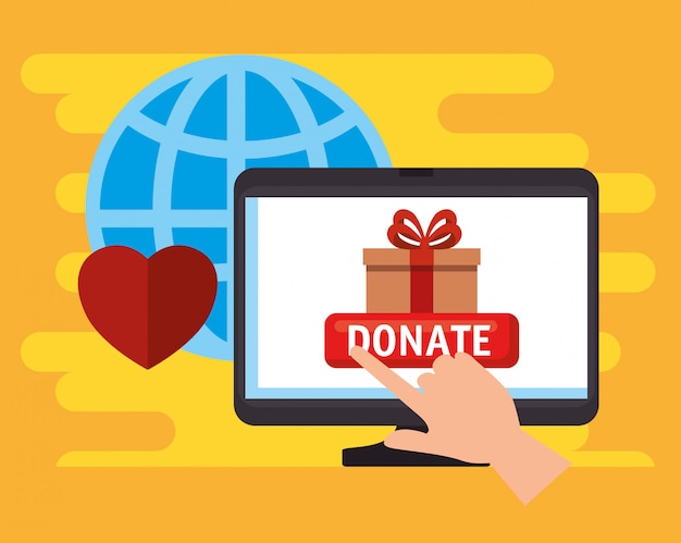 Free vector computer for online charity donation