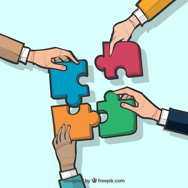 Free Vector concept about teamwork, puzzle pieces