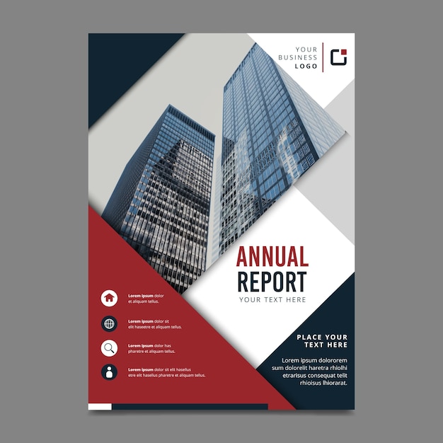 Concept for annual report template with photo