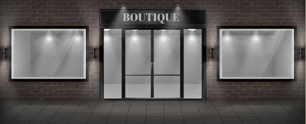 concept background, boutique shop facade with signboard. 