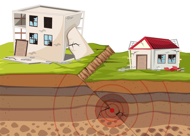 Free Vector concept of earthquake damage to house