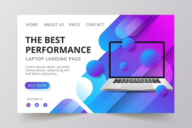 Free Vector concept for landing page with laptop design