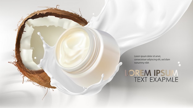 Free Vector concept poster for organic natural cream cocount