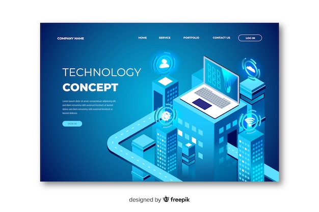 Concept technology landing page template