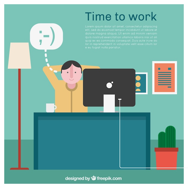 Concept of time to work in flat design