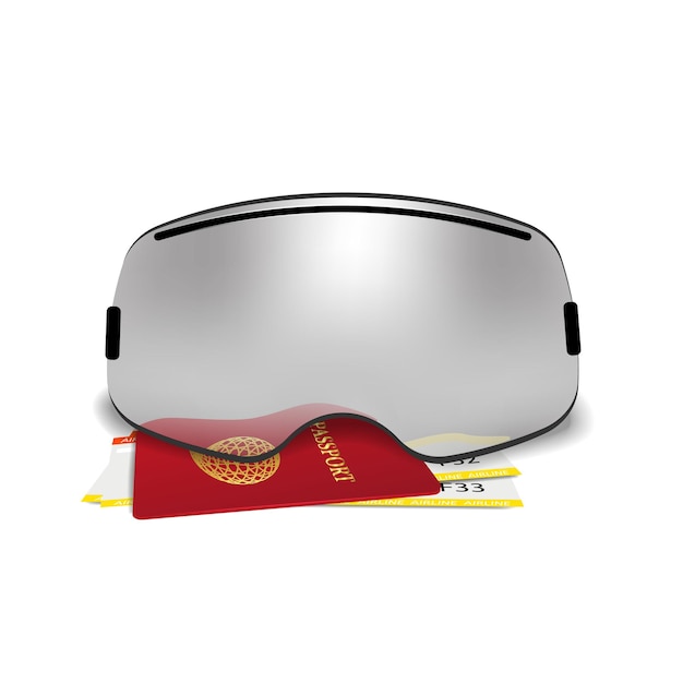 Free vector the concept of vacation at a ski resort. ski goggles and plane tickets. vector illustration.