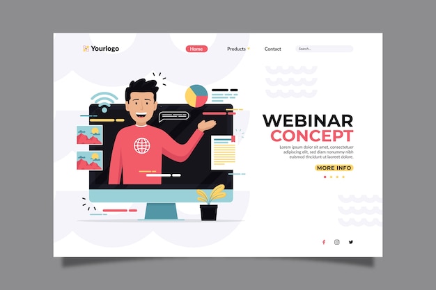 Free vector concept of webinar landing page