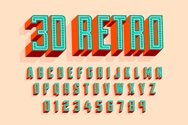 Concept with 3d retro alphabet