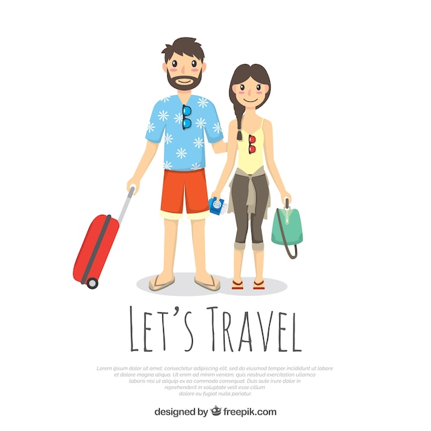 Free Vector concept of young couple traveling