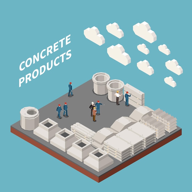 Concrete production isometric illustration