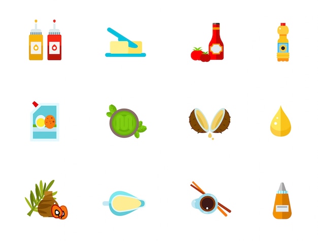 Free Vector condiments icon set